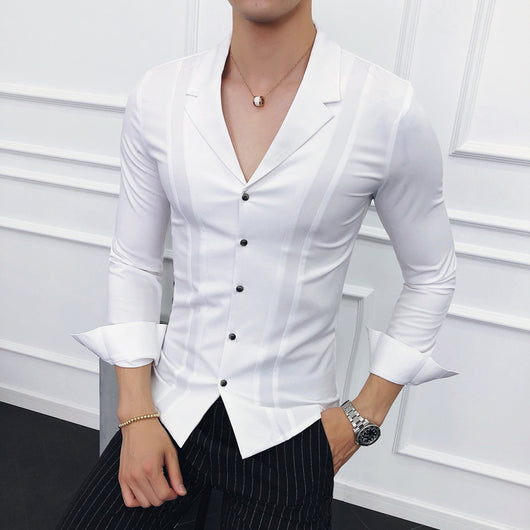 Camisa Manga Larga Clásica de Color Sólido para Hombre - Image 10