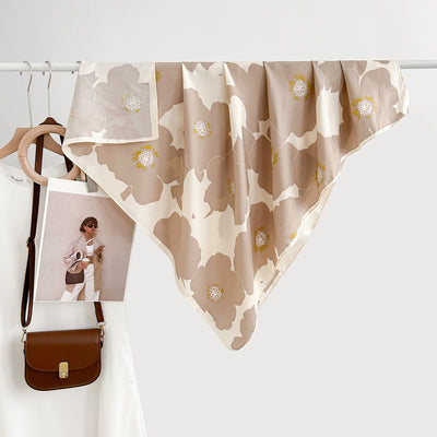 Pañuelo Cuadrado Estampado Floral para Mujer Estilo Artístico Retro - Image 11