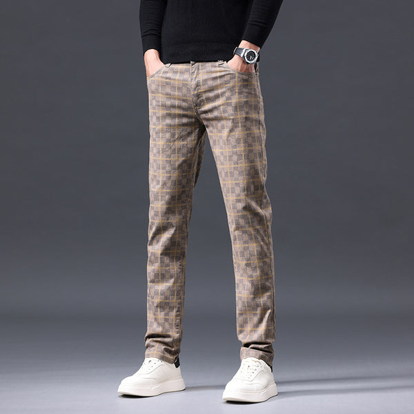 Pantalones Casuales de Algodón Estilo Británico para Hombre