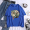 Camiseta Suelta de Cuello Redondo y Manga Corta
