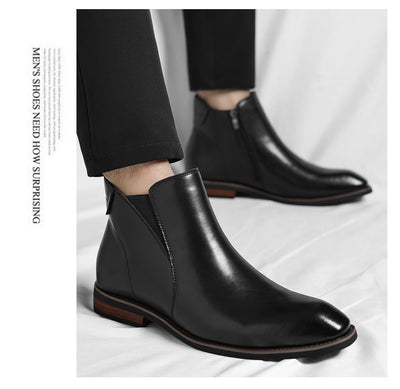 Botas Altas Retro de Cuero para Hombre - Estilo Formal Clásico - Image 12