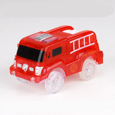 Translucent red toy fire truck with clear wheels, white ladder detail, and 'FIRE TRUCK' text on the side. - Image 17