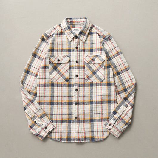 Camisa de Cuadros Gruesa Retro para Hombre con Manga Larga