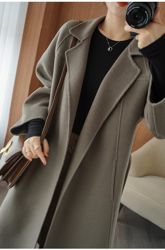 Abrigo Reversible de Cachemira para Mujer - Largo Suelto Oversize - Image 22