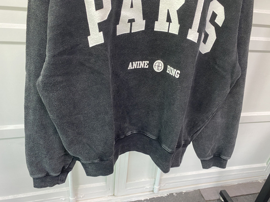 Suéter de Algodón para Mujer con Letras PARIS Cuello Redondo en Negro y Gris - Image 15