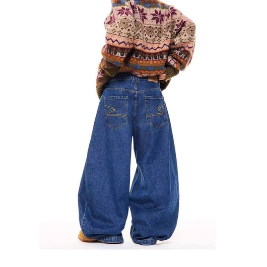 Pantalones Vaqueros Retro de Cintura Alta Recta y Pierna Ancha para Hombre - Image 3