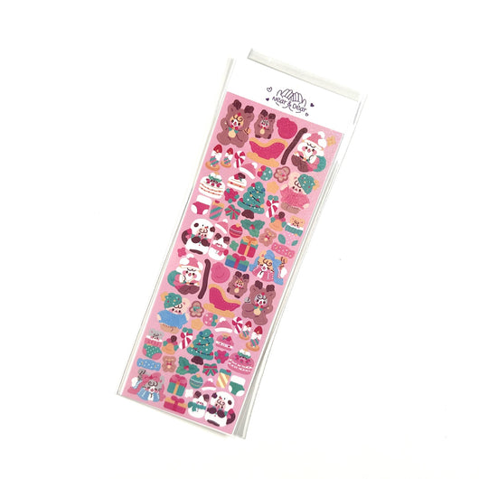 Korean style cartoon animal angel stickers with clouds and architectural elements on a blue sheet. - Image 19