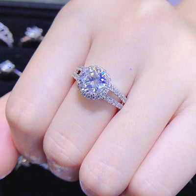 Anillo de Diamante Mosan Plata 925 Bañado en Oro - Image 5