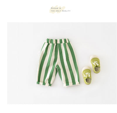 Pantalones Casuales Infantiles de Cintura Alta con Rayas de Primavera - Image 15
