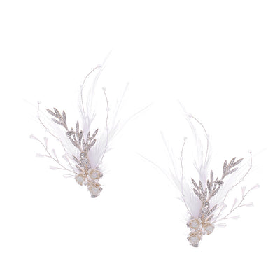 Pinza para Cabello con Plumas y Perlas, Accesorio Artesanal Estilo Hanfu - Image 2