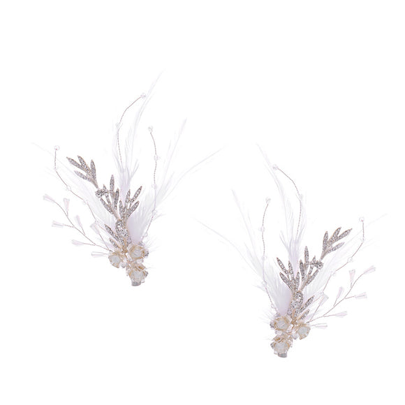 Pinza para Cabello con Plumas y Perlas, Accesorio Artesanal Estilo Hanfu