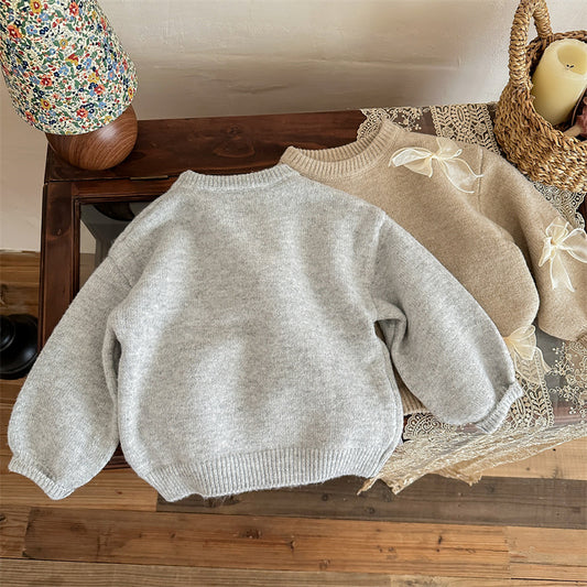 Suéter Infantil con Moño - Tejido Elegante para Niñas - Image 2