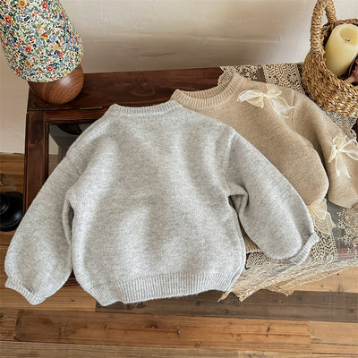 Suéter Infantil con Moño - Tejido Elegante para Niñas - Image 2