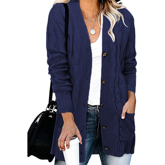 Abrigo Tejido Casual con Botones para Mujer - Otoño e Invierno - Image 10