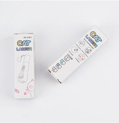 Light purple paw-shaped cat laser pointer toy with USB charging, featuring multiple red laser patterns, soft white light, and UV light. - Image 19