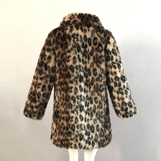Abrigo de Piel de Leopardo Estilo Europeo y Americano con Solapa - Image 2