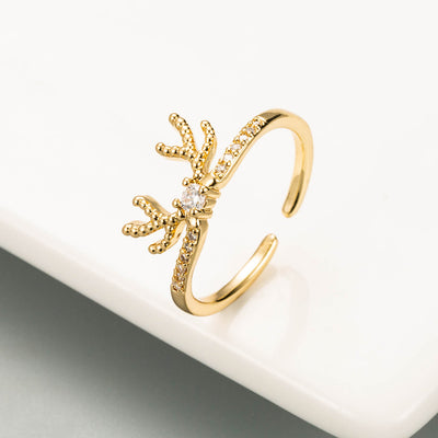 Anillo de Cobre Chapado en Oro - Diseño Navideño Reno Amor - Image 4