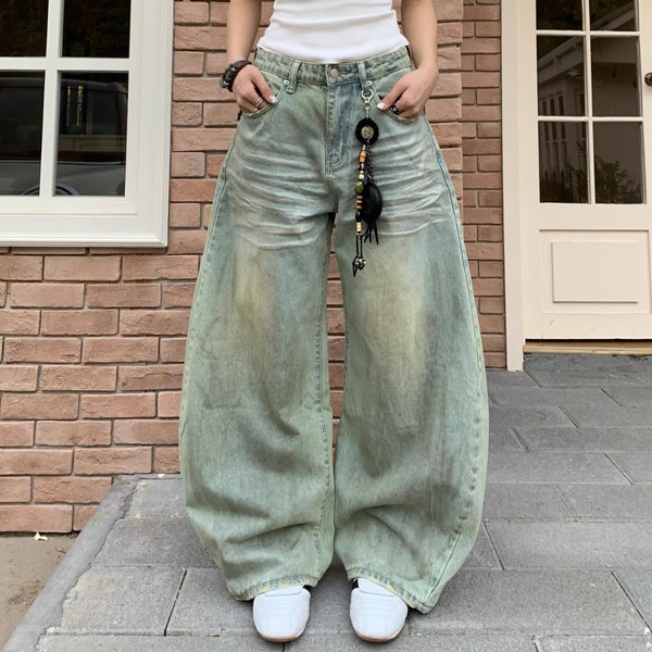 Pantalones Vaqueros Retro Mujer Cintura Alta Pierna Ancha Casual