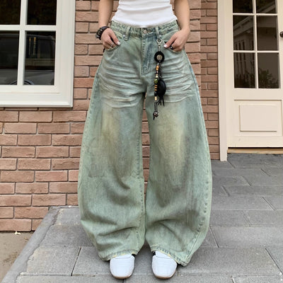 Pantalones Vaqueros Retro Mujer Cintura Alta Pierna Ancha Casual