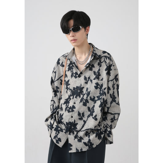 Camisa Vintage Jacquard Contraste Efecto Desgaste Manga Larga - Image 14