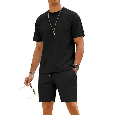 Conjunto de Playera y Shorts Casuales a Cuadros para Hombre - Image 30