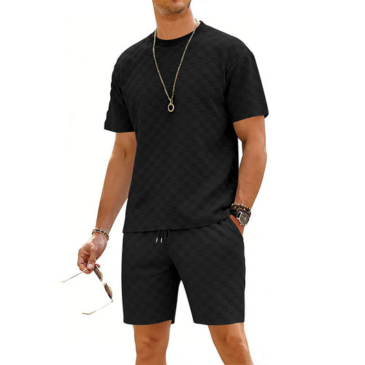Conjunto de Playera y Shorts Casuales a Cuadros para Hombre - Image 30