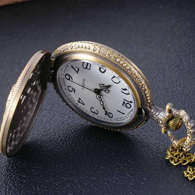 Reloj de Bolsillo Bronce Tallado Hueco Diseño Elefante - Image 3