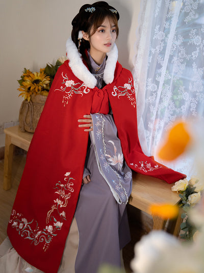 Capa Hanfu Bordada para Mujer con Forro Polar Largo - Image 4
