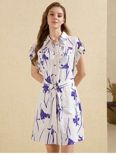 Vestido Blanco Elegante con Estampado Discreto para Mujer - Image 6