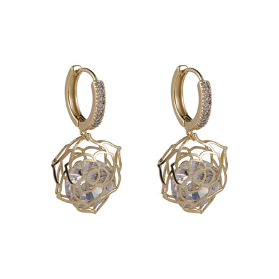 Aretes de Circonio Hueco con Incrustaciones Brillantes y Zirconia Rosa - Image 8