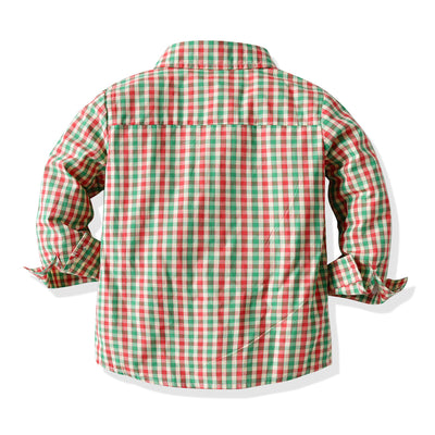 Traje Navideño para Niño - Camisa Cuadros Manga Larga - Image 5
