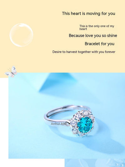 Anillo de Plata S925 Azul Hielo Elegante para Mujer - Image 11