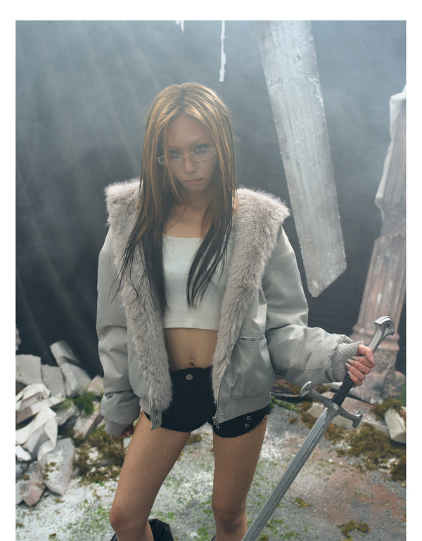 Chaqueta de Piel de Visón Tallada para Invierno - Estilo Air Force