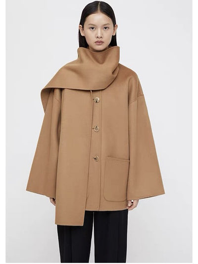 Abrigo de Lana Mujer Cuello Ancho Suelto - Colección Otoño Invierno - Image 12