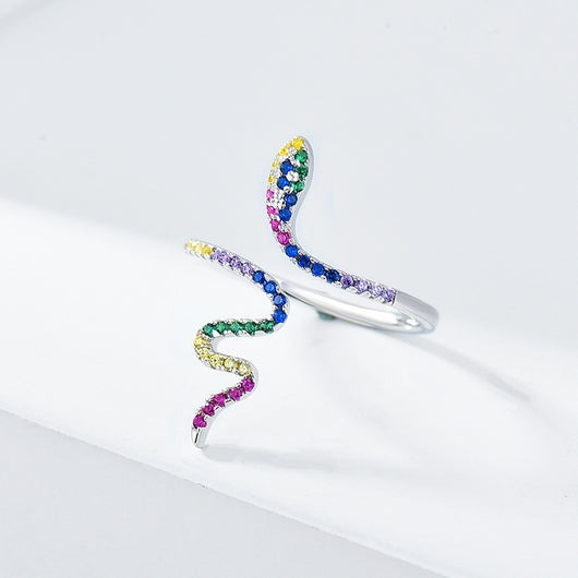 Anillo de Plata Esterlina con Diamantes Fancy Diseño Serpiente - Image 6