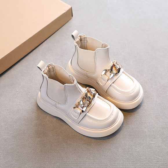 Botas Princesa Martin de Cuero Brillante con Suela Suave para Niñas