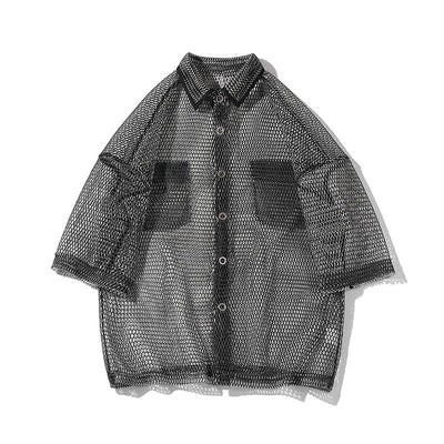Camisa de Protección Solar Manga Tres Cuartos Hueca para Hombre - Image 8