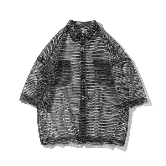 Camisa de Protección Solar Manga Tres Cuartos Hueca para Hombre - Image 8