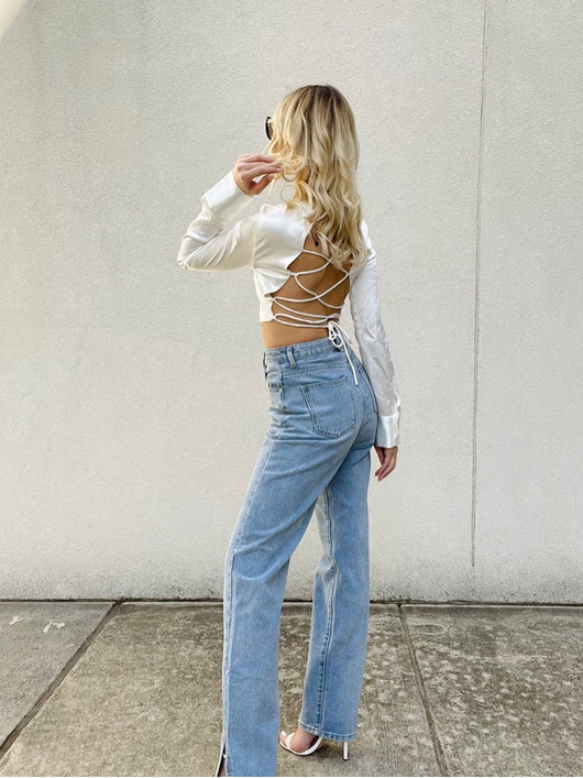 Blusa de Satén Blanca Manga Corta para Mujer - Image 9