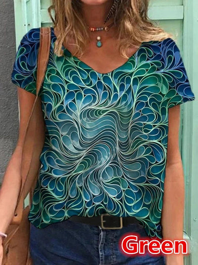 Playera Estampada con Arte Abstracto para Mujer - Image 10