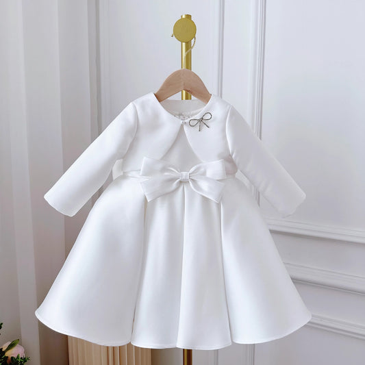 Conjunto de Dos Piezas Estilo Coreano para Niña - Vestido Blanco Clásico