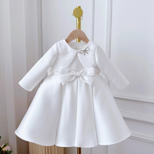 Conjunto de Dos Piezas Estilo Coreano para Niña - Vestido Blanco Clásico