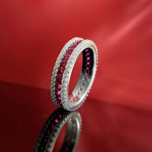 Anillo Redondo Plata con Incrustaciones Rojo - Image 7