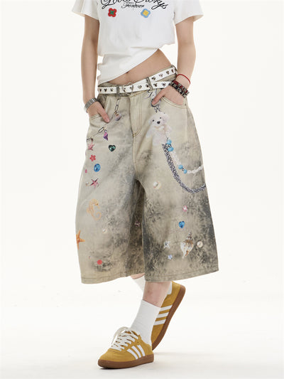Jeans Anchos Sueltos Estampados Cropped para Mujer - Image 17