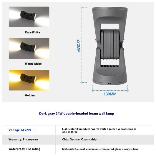 Lámpara de Pared Exterior Doble Cabezal IP65 - Iluminación Impermeable para Fachada - Image 16