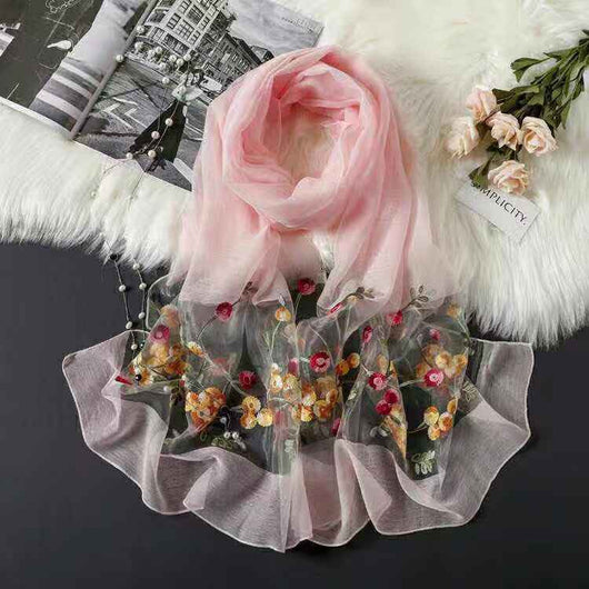 Pañuelo de Seda Bordado Elegante y Versátil para Mujer - Image 3