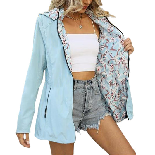 Cortavientos Reversible Estampado Mujer Estilo Japonés y Coreano