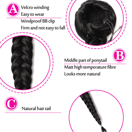Peluca Trenza Sintética Cola de Caballo Estilo Fishtail para Mujer - Image 38