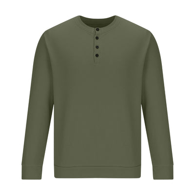 Camiseta Henley Suelta de Algodón Texturizado Manga Larga - Image 39