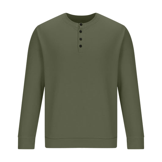 Camiseta Henley Suelta de Algodón Texturizado Manga Larga - Image 39